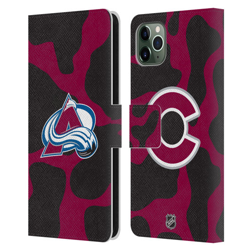 NHL Colorado Avalanche Cow Pattern Leather Book Wallet Case Cover For Apple iPhone 11 Pro Max
