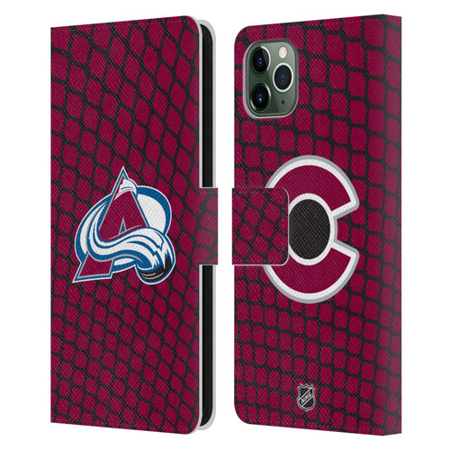 NHL Colorado Avalanche Net Pattern Leather Book Wallet Case Cover For Apple iPhone 11 Pro Max