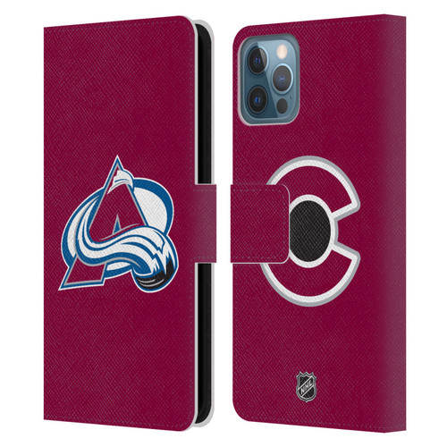 NHL Colorado Avalanche Plain Leather Book Wallet Case Cover For Apple iPhone 12 / iPhone 12 Pro