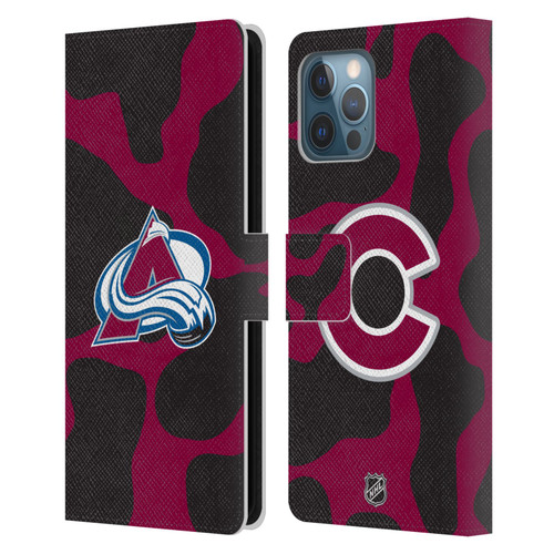 NHL Colorado Avalanche Cow Pattern Leather Book Wallet Case Cover For Apple iPhone 12 Pro Max