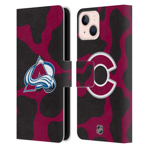 NHL Colorado Avalanche Cow Pattern Leather Book Wallet Case Cover For Apple iPhone 13