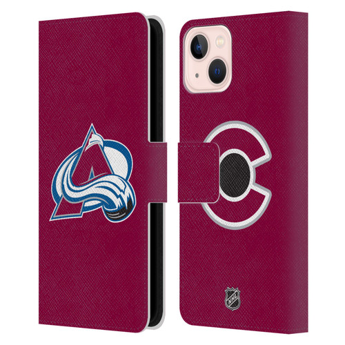 NHL Colorado Avalanche Plain Leather Book Wallet Case Cover For Apple iPhone 13