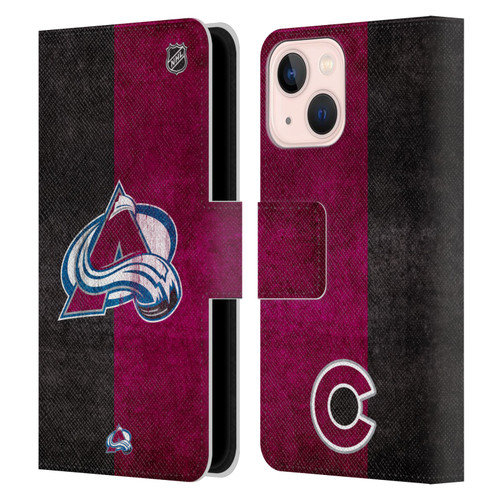 NHL Colorado Avalanche Half Distressed Leather Book Wallet Case Cover For Apple iPhone 13 Mini
