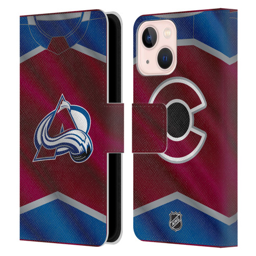 NHL Colorado Avalanche Jersey Leather Book Wallet Case Cover For Apple iPhone 13 Mini