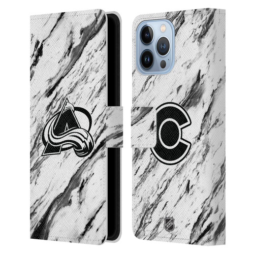 NHL Colorado Avalanche Marble Leather Book Wallet Case Cover For Apple iPhone 13 Pro Max