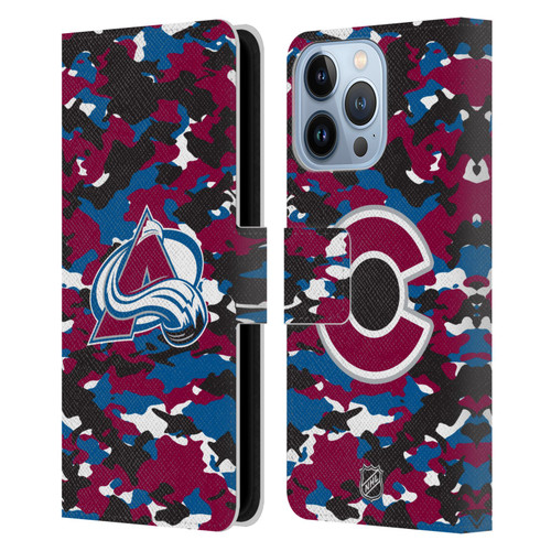 NHL Colorado Avalanche Camouflage Leather Book Wallet Case Cover For Apple iPhone 13 Pro