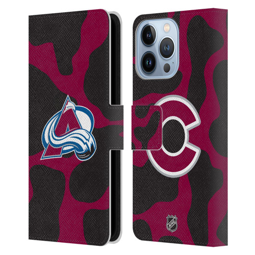 NHL Colorado Avalanche Cow Pattern Leather Book Wallet Case Cover For Apple iPhone 13 Pro