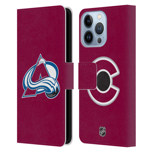 NHL Colorado Avalanche Plain Leather Book Wallet Case Cover For Apple iPhone 13 Pro