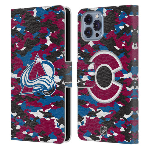 NHL Colorado Avalanche Camouflage Leather Book Wallet Case Cover For Apple iPhone 14
