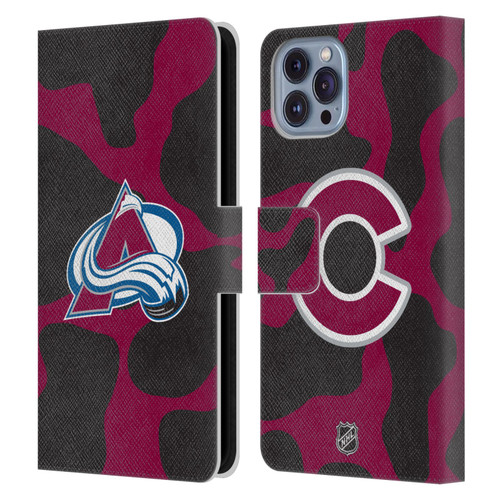 NHL Colorado Avalanche Cow Pattern Leather Book Wallet Case Cover For Apple iPhone 14