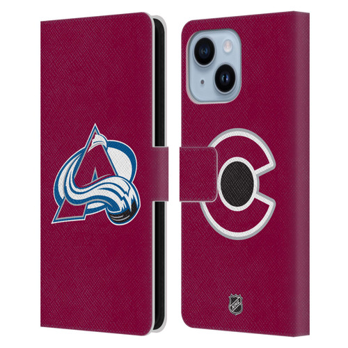NHL Colorado Avalanche Plain Leather Book Wallet Case Cover For Apple iPhone 14 Plus