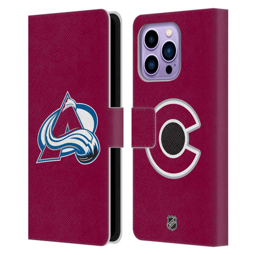 NHL Colorado Avalanche Plain Leather Book Wallet Case Cover For Apple iPhone 14 Pro Max