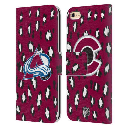 NHL Colorado Avalanche Leopard Patten Leather Book Wallet Case Cover For Apple iPhone 6 / iPhone 6s