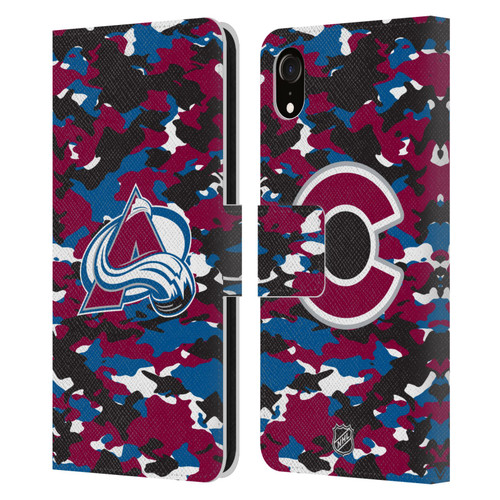 NHL Colorado Avalanche Camouflage Leather Book Wallet Case Cover For Apple iPhone XR