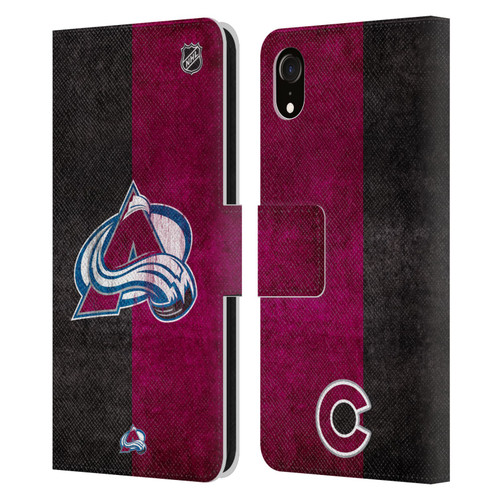 NHL Colorado Avalanche Half Distressed Leather Book Wallet Case Cover For Apple iPhone XR