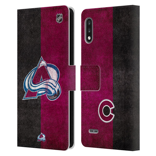 NHL Colorado Avalanche Half Distressed Leather Book Wallet Case Cover For LG K22