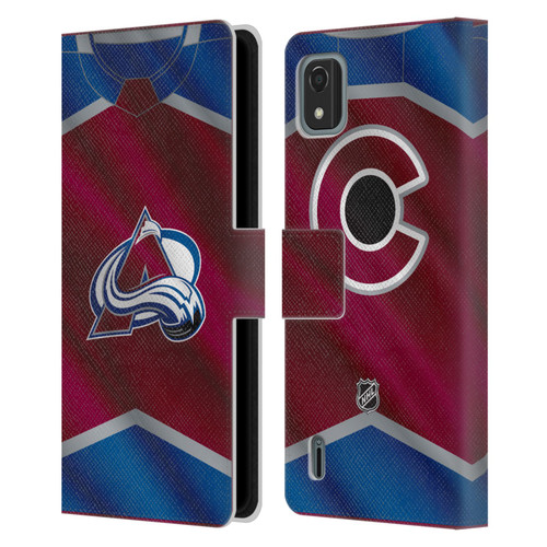 NHL Colorado Avalanche Jersey Leather Book Wallet Case Cover For Nokia C2 2nd Edition