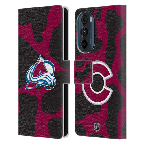 NHL Colorado Avalanche Cow Pattern Leather Book Wallet Case Cover For Motorola Edge 30