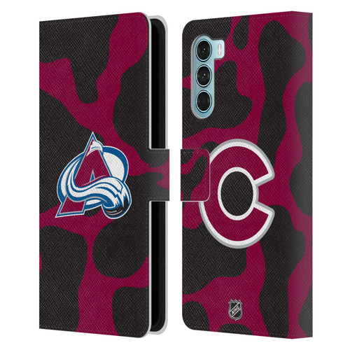 NHL Colorado Avalanche Cow Pattern Leather Book Wallet Case Cover For Motorola Edge S30 / Moto G200 5G