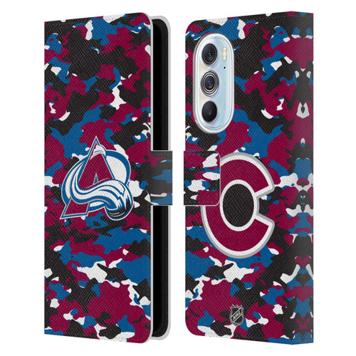 NHL Colorado Avalanche Camouflage Leather Book Wallet Case Cover For Motorola Edge X30