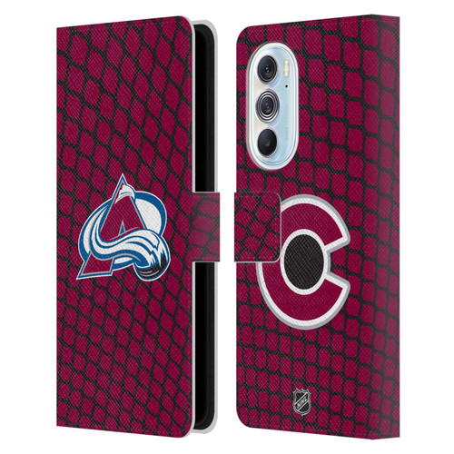 NHL Colorado Avalanche Net Pattern Leather Book Wallet Case Cover For Motorola Edge X30