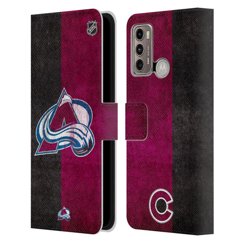 NHL Colorado Avalanche Half Distressed Leather Book Wallet Case Cover For Motorola Moto G60 / Moto G40 Fusion