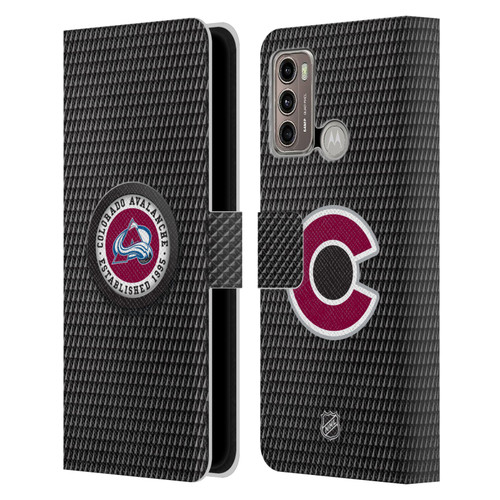 NHL Colorado Avalanche Puck Texture Leather Book Wallet Case Cover For Motorola Moto G60 / Moto G40 Fusion