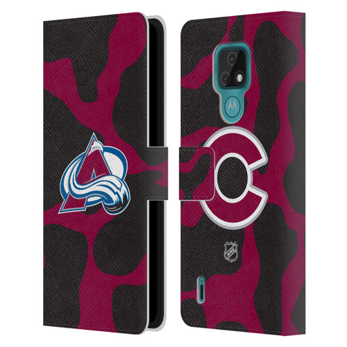 NHL Colorado Avalanche Cow Pattern Leather Book Wallet Case Cover For Motorola Moto E7