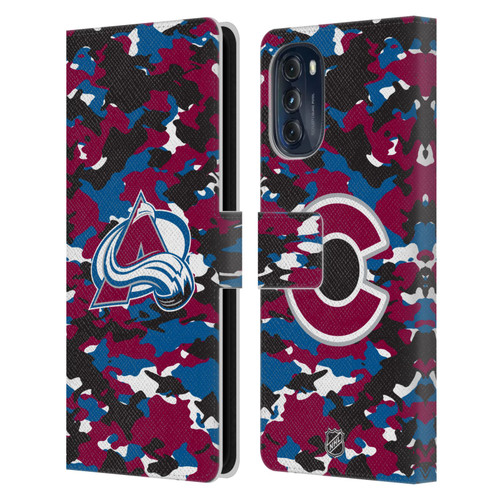 NHL Colorado Avalanche Camouflage Leather Book Wallet Case Cover For Motorola Moto G (2022)