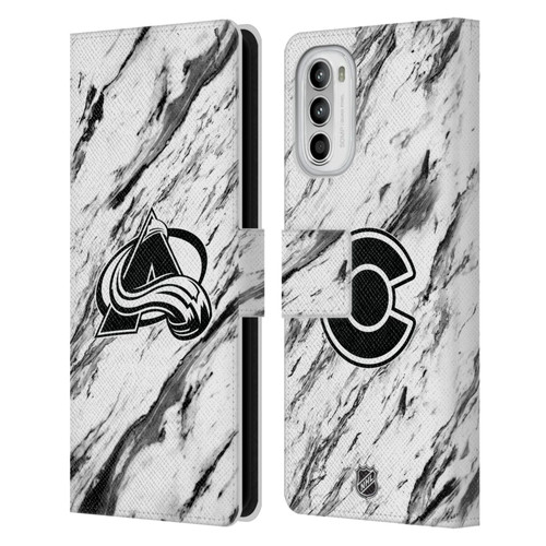 NHL Colorado Avalanche Marble Leather Book Wallet Case Cover For Motorola Moto G52