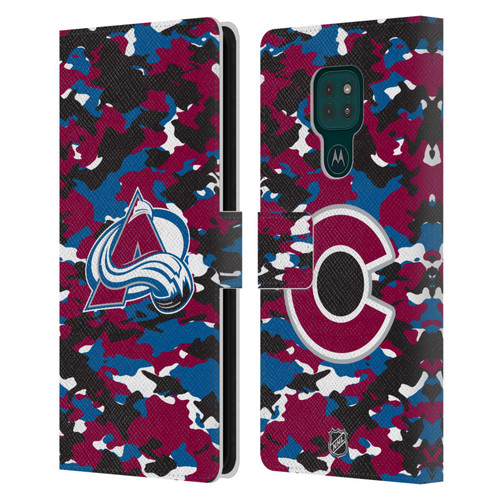 NHL Colorado Avalanche Camouflage Leather Book Wallet Case Cover For Motorola Moto G9 Play