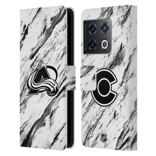 NHL Colorado Avalanche Marble Leather Book Wallet Case Cover For OnePlus 10 Pro