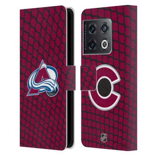 NHL Colorado Avalanche Net Pattern Leather Book Wallet Case Cover For OnePlus 10 Pro
