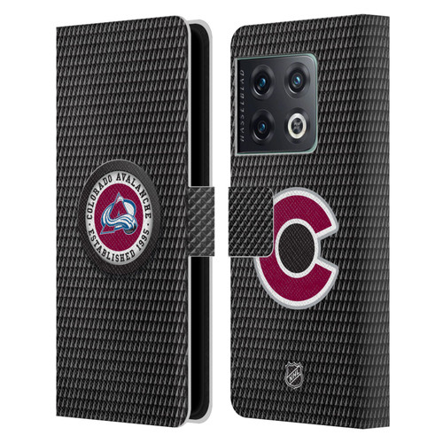 NHL Colorado Avalanche Puck Texture Leather Book Wallet Case Cover For OnePlus 10 Pro