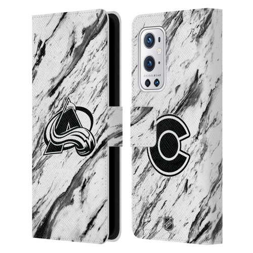 NHL Colorado Avalanche Marble Leather Book Wallet Case Cover For OnePlus 9 Pro