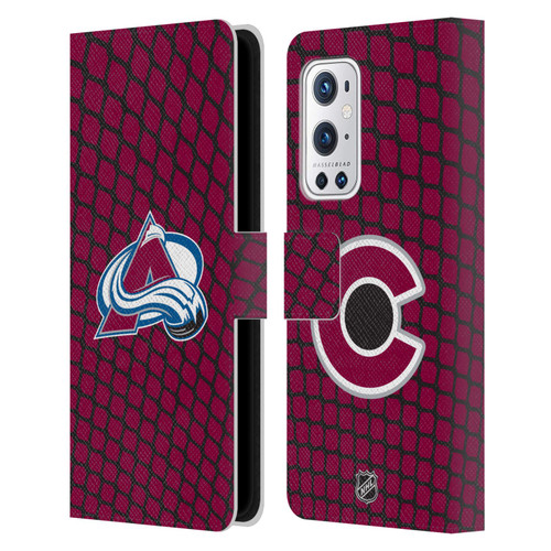 NHL Colorado Avalanche Net Pattern Leather Book Wallet Case Cover For OnePlus 9 Pro