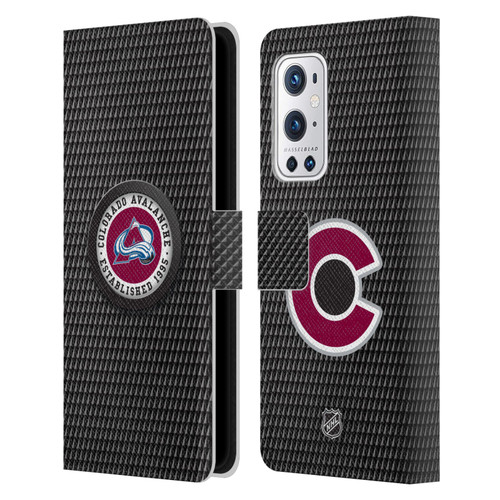 NHL Colorado Avalanche Puck Texture Leather Book Wallet Case Cover For OnePlus 9 Pro