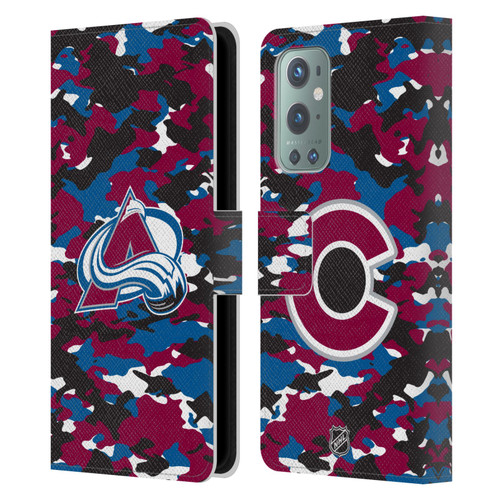 NHL Colorado Avalanche Camouflage Leather Book Wallet Case Cover For OnePlus 9