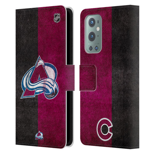 NHL Colorado Avalanche Half Distressed Leather Book Wallet Case Cover For OnePlus 9