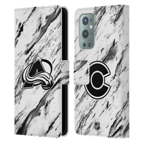 NHL Colorado Avalanche Marble Leather Book Wallet Case Cover For OnePlus 9