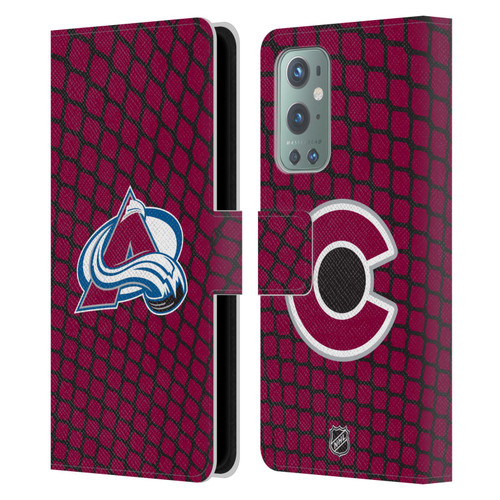 NHL Colorado Avalanche Net Pattern Leather Book Wallet Case Cover For OnePlus 9