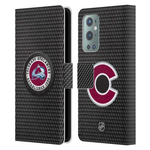 NHL Colorado Avalanche Puck Texture Leather Book Wallet Case Cover For OnePlus 9