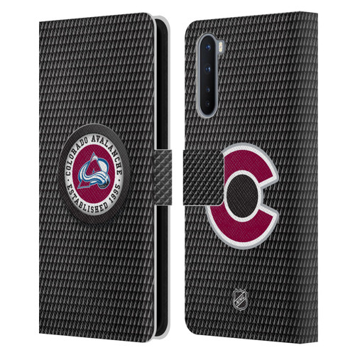 NHL Colorado Avalanche Puck Texture Leather Book Wallet Case Cover For OnePlus Nord 5G