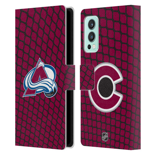 NHL Colorado Avalanche Net Pattern Leather Book Wallet Case Cover For OnePlus Nord 2 5G