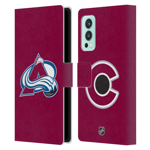 NHL Colorado Avalanche Plain Leather Book Wallet Case Cover For OnePlus Nord 2 5G