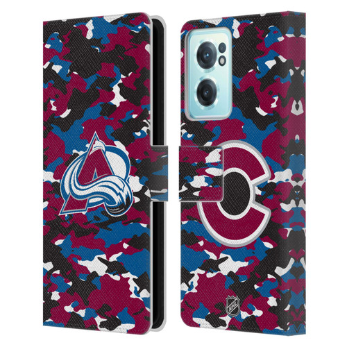 NHL Colorado Avalanche Camouflage Leather Book Wallet Case Cover For OnePlus Nord CE 2 5G