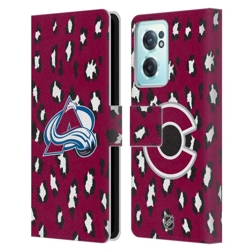 NHL Colorado Avalanche Leopard Patten Leather Book Wallet Case Cover For OnePlus Nord CE 2 5G