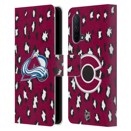 NHL Colorado Avalanche Leopard Patten Leather Book Wallet Case Cover For OnePlus Nord CE 5G