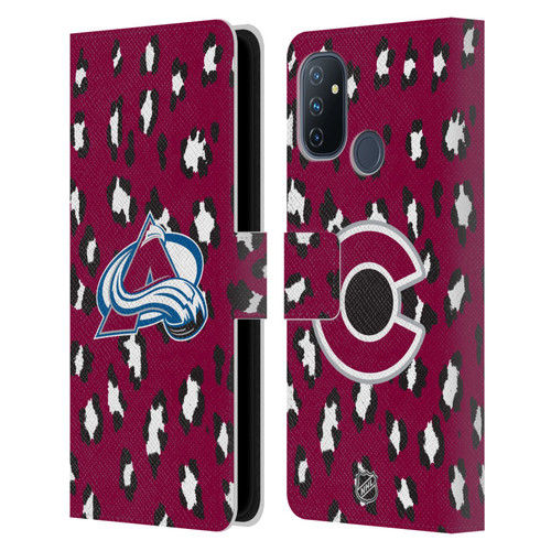 NHL Colorado Avalanche Leopard Patten Leather Book Wallet Case Cover For OnePlus Nord N100