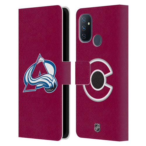 NHL Colorado Avalanche Plain Leather Book Wallet Case Cover For OnePlus Nord N100